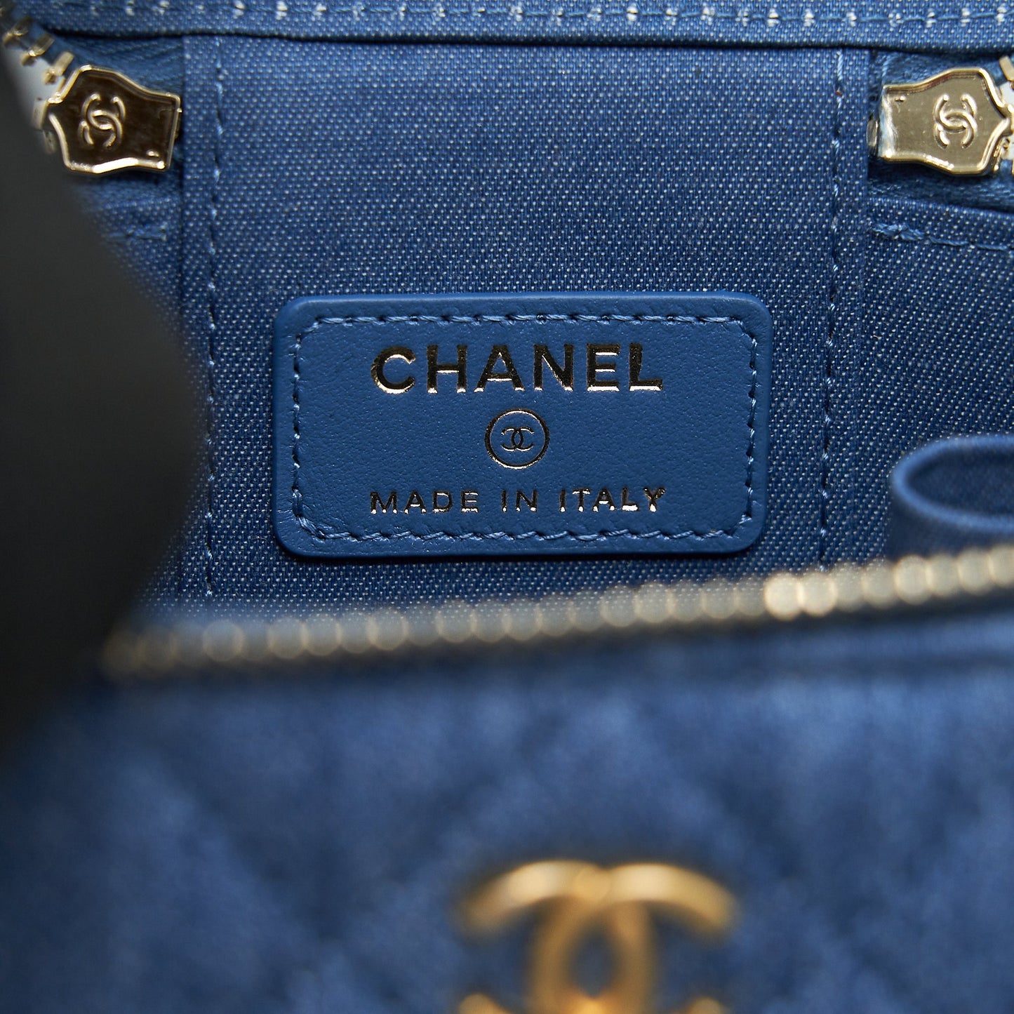Chanel 22C Pearl Crush mini Vanity with Chain Denim