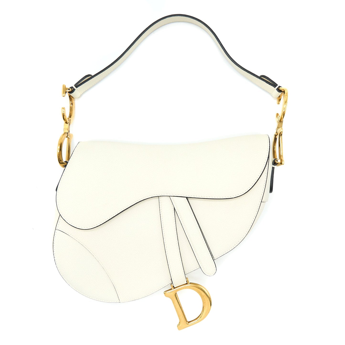 Dior Medium Saddle Purse Calfskin White