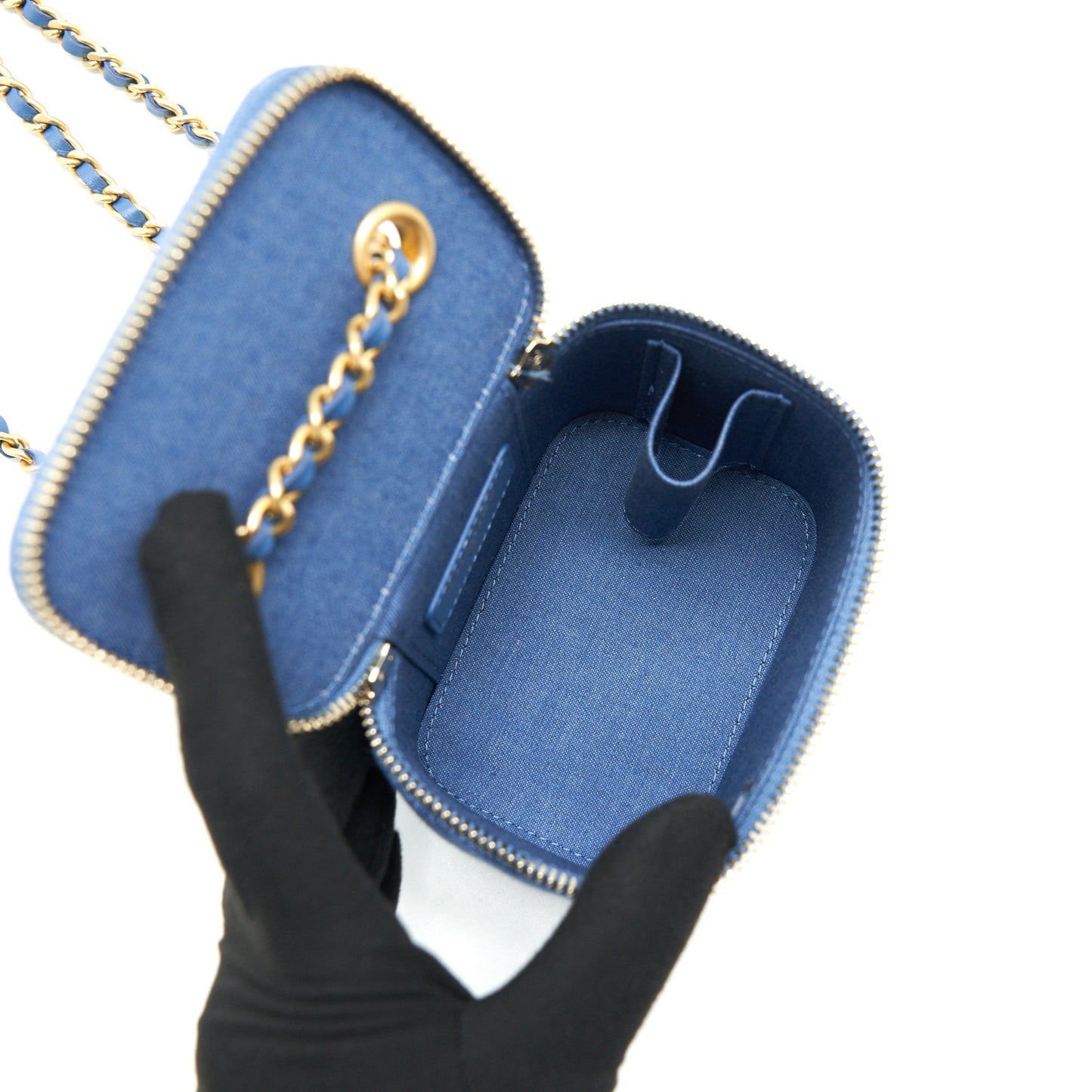Chanel 22C Pearl Crush mini Vanity with Chain Denim