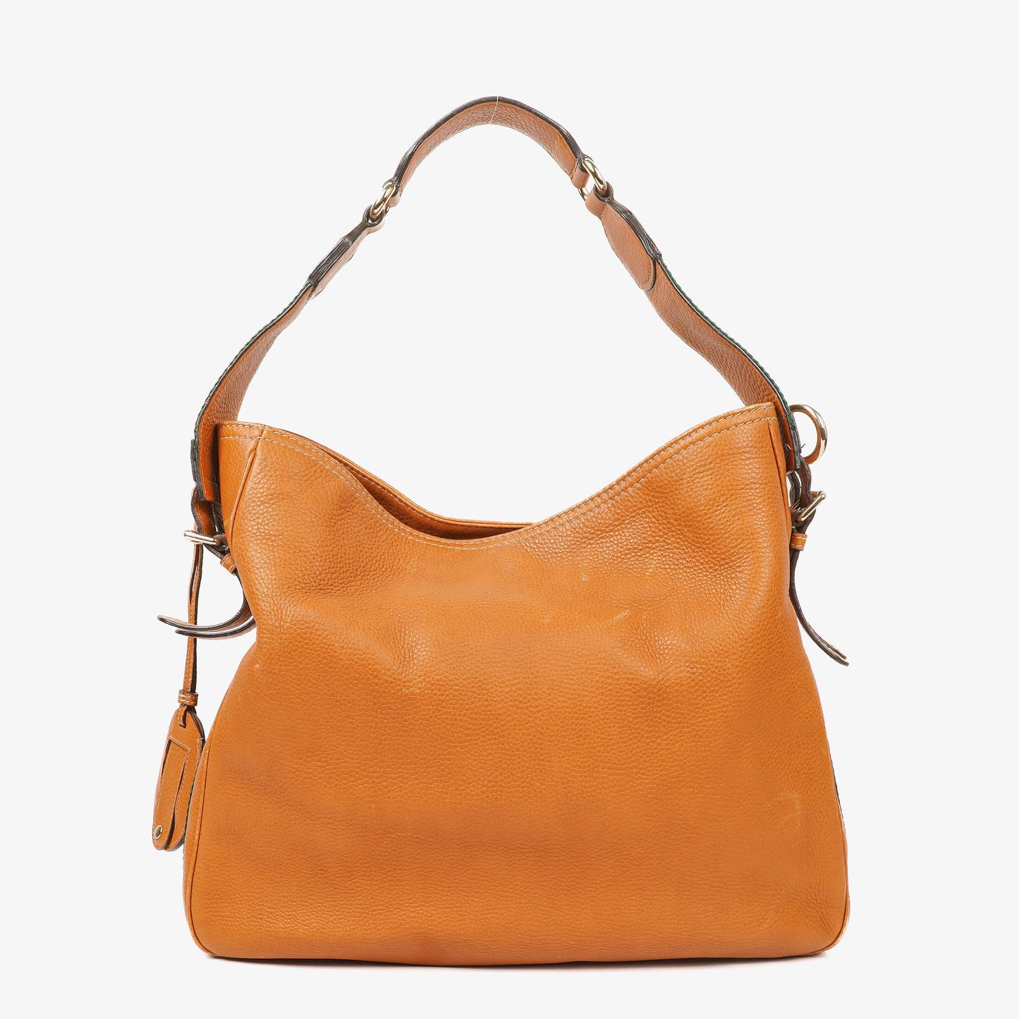 Gucci Web Striped Brown Lerahter Hobo Bag