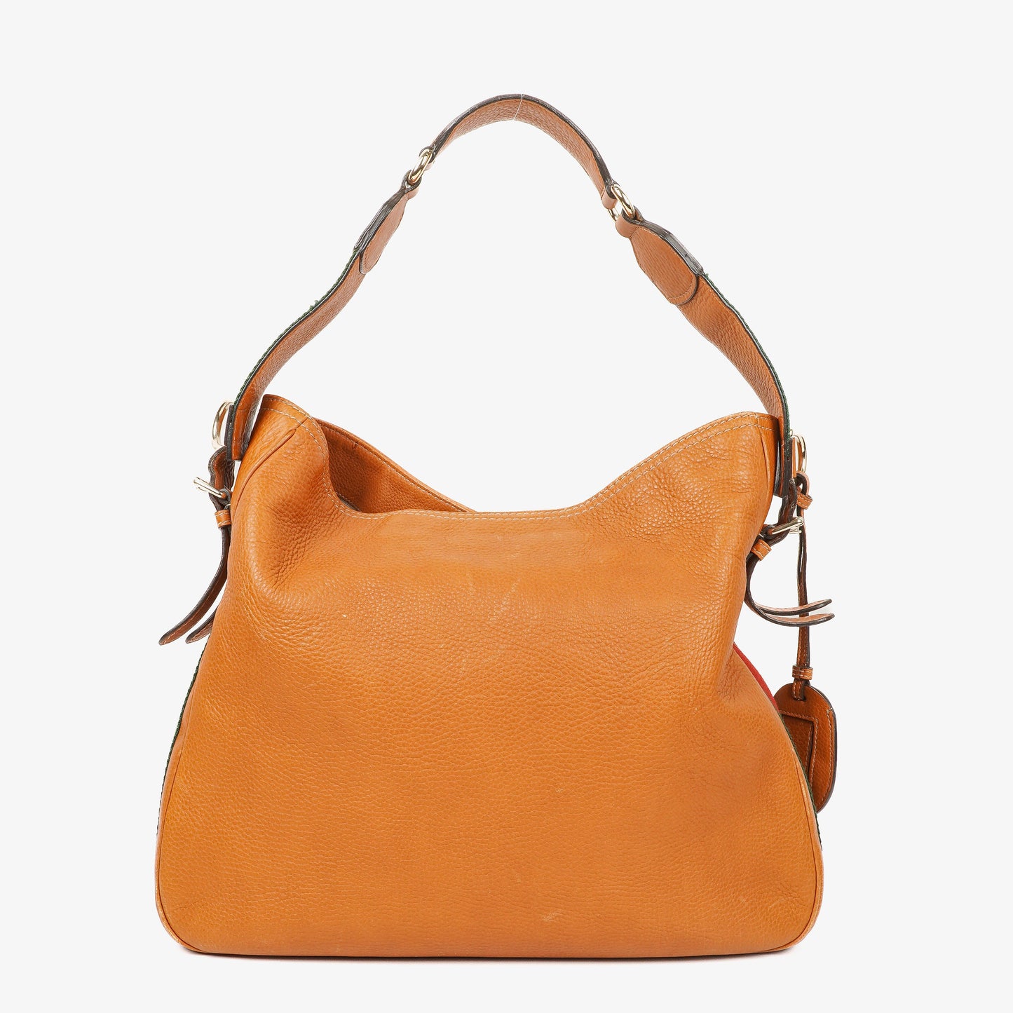 Gucci Web Striped Brown Lerahter Hobo Bag