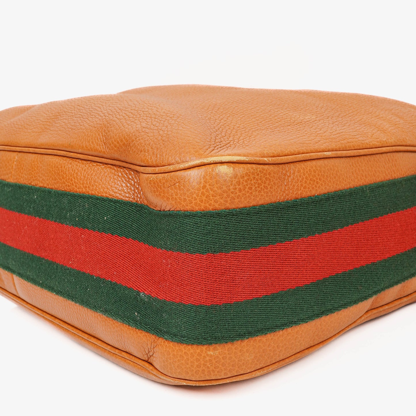 Gucci Web Striped Brown Lerahter Hobo Bag