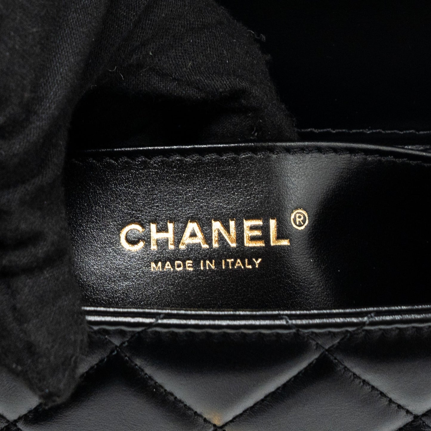 Chanel 24c Gold Crush Mini Flap Bag Calfskin Black  (Microchip)