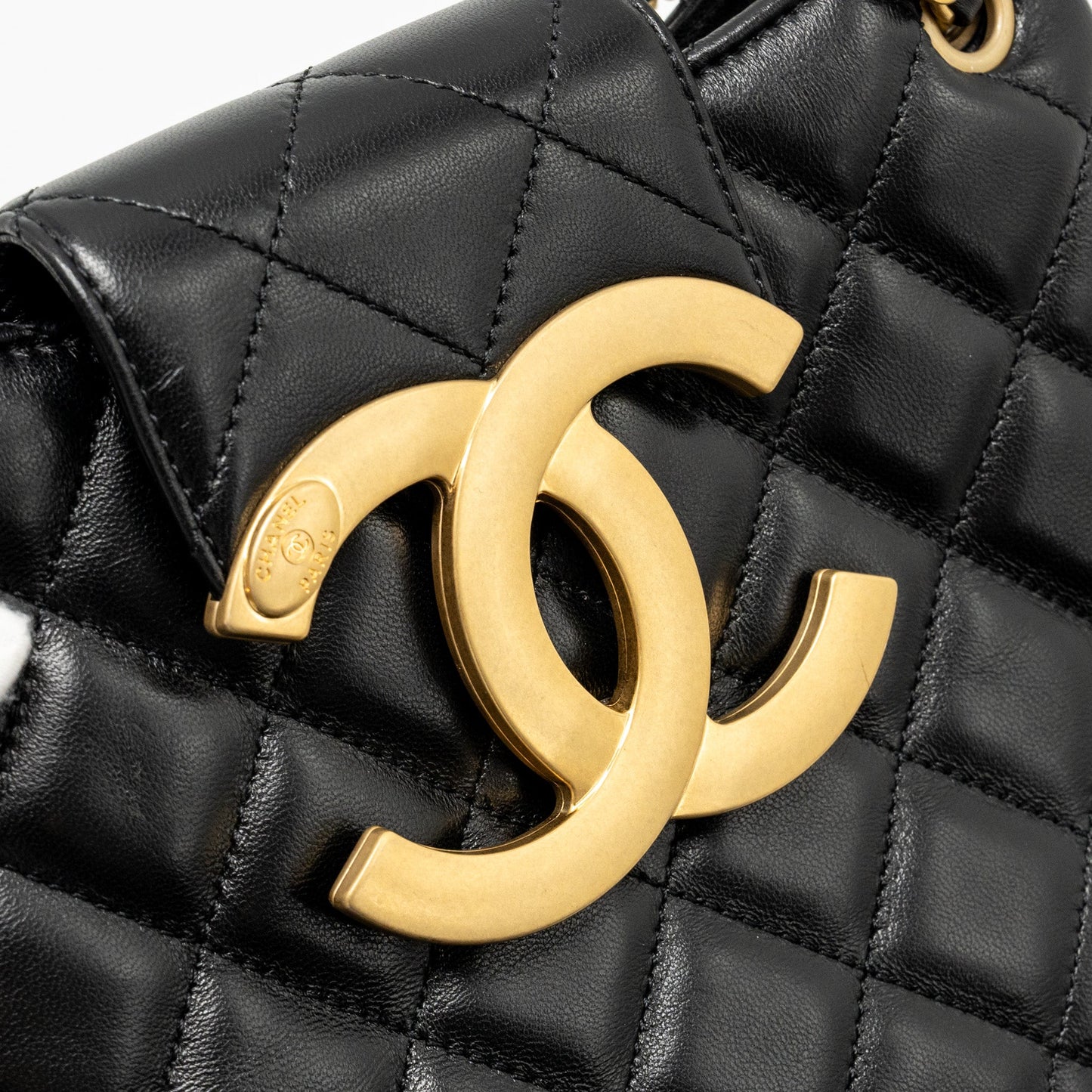Chanel 24C Quilted Small Messenger Bag Black Lambskin  (Microchip)