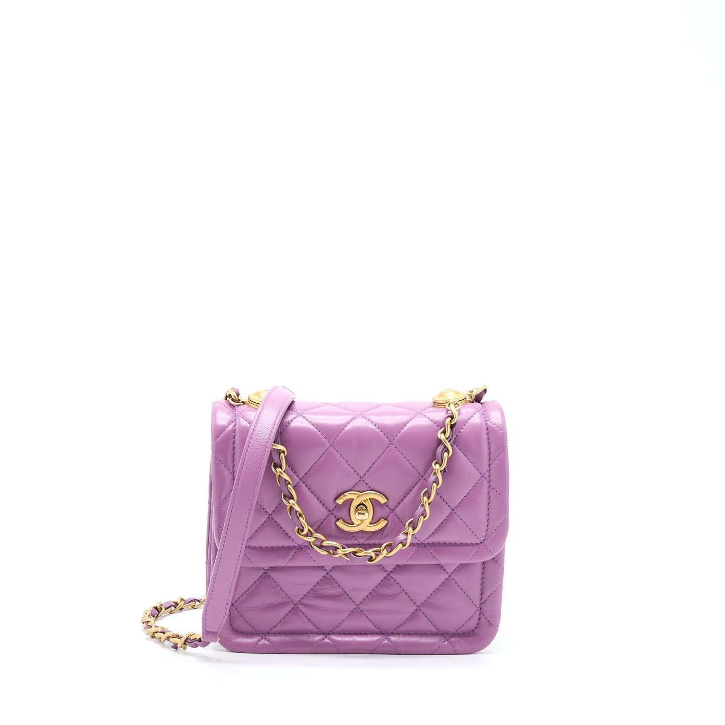 Chanel Square Flap Bag Lambskin Light Purple Brushed