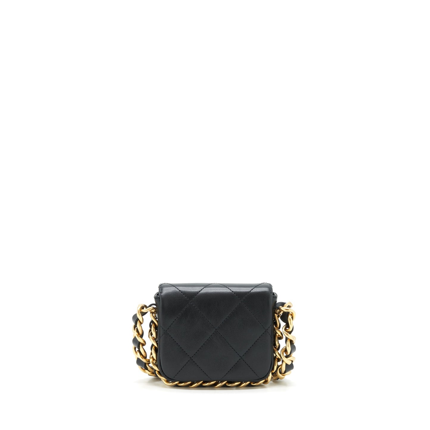 Chanel Mini Flap Giant Chain Crossbody Bag Lambskin Black Brushed