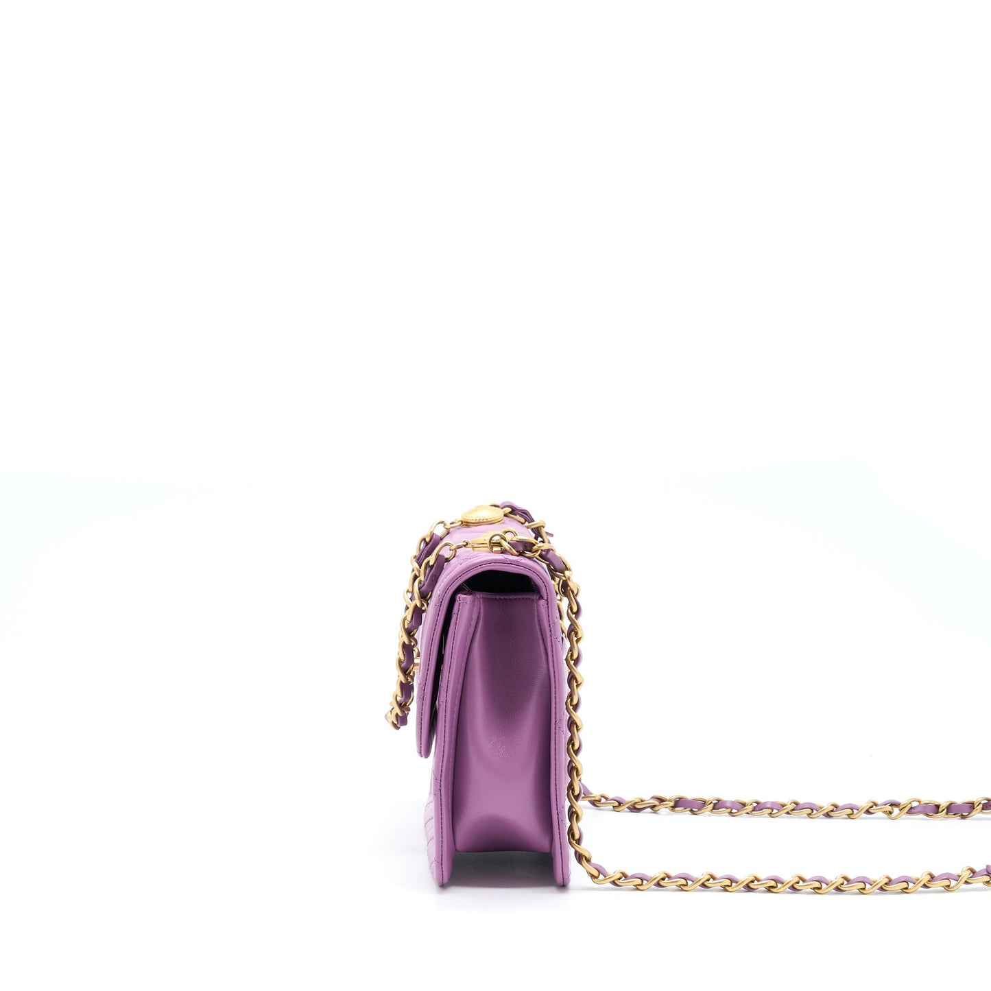 Chanel Square Flap Bag Lambskin Light Purple Brushed