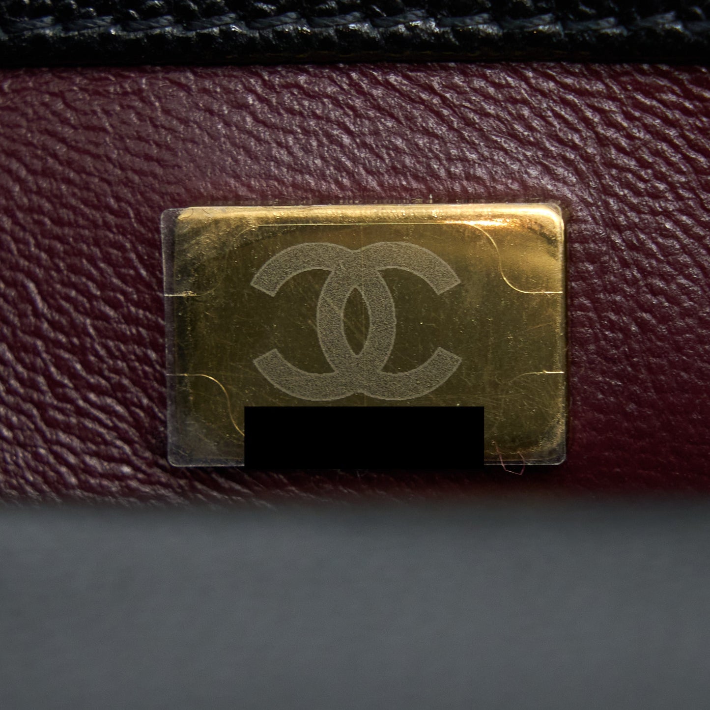 Chanel Mini Coco Handle Bag With Dark Red Handle Caviar Black L(Microchip)