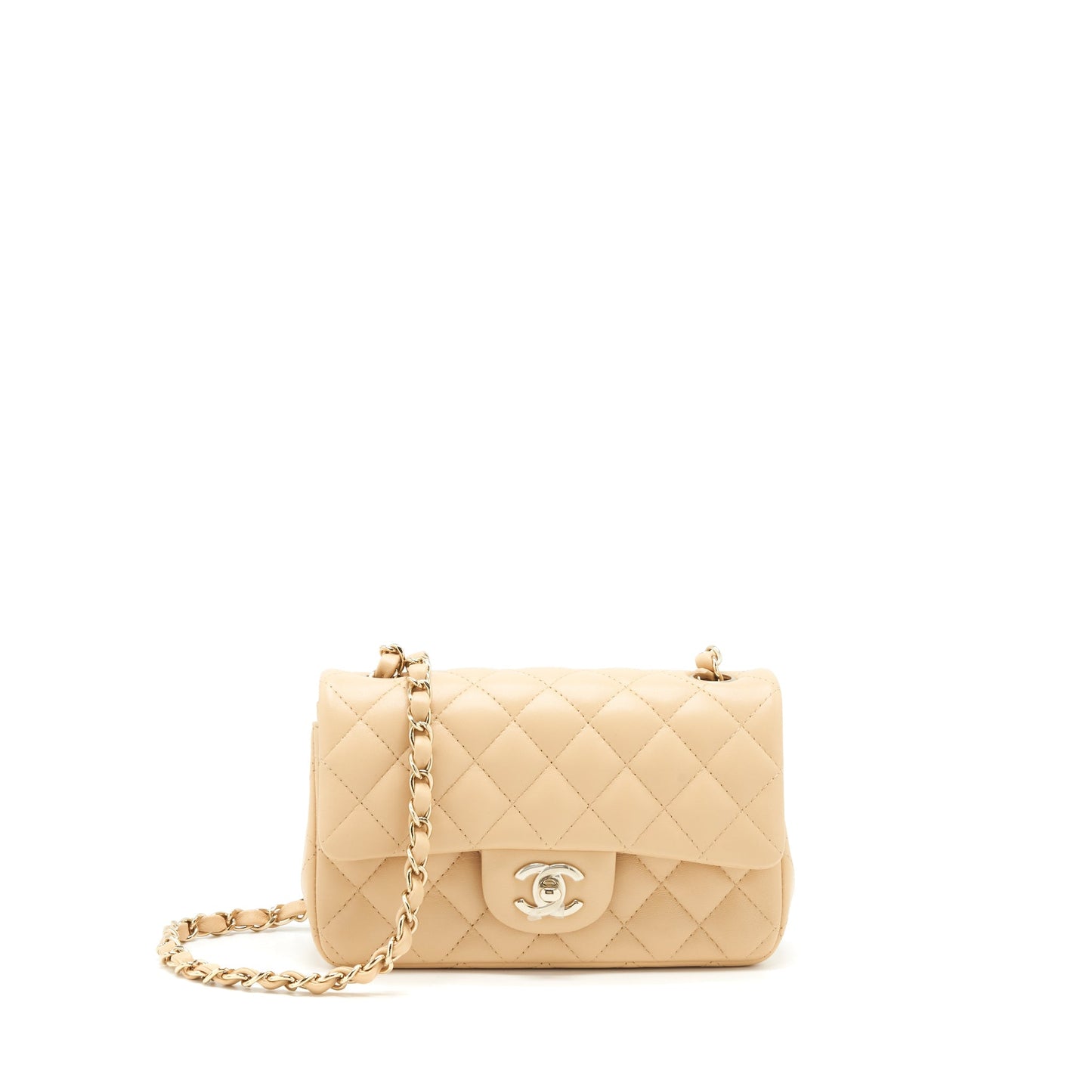 Chanel Mini Rectangular Lambskin Light Beige L