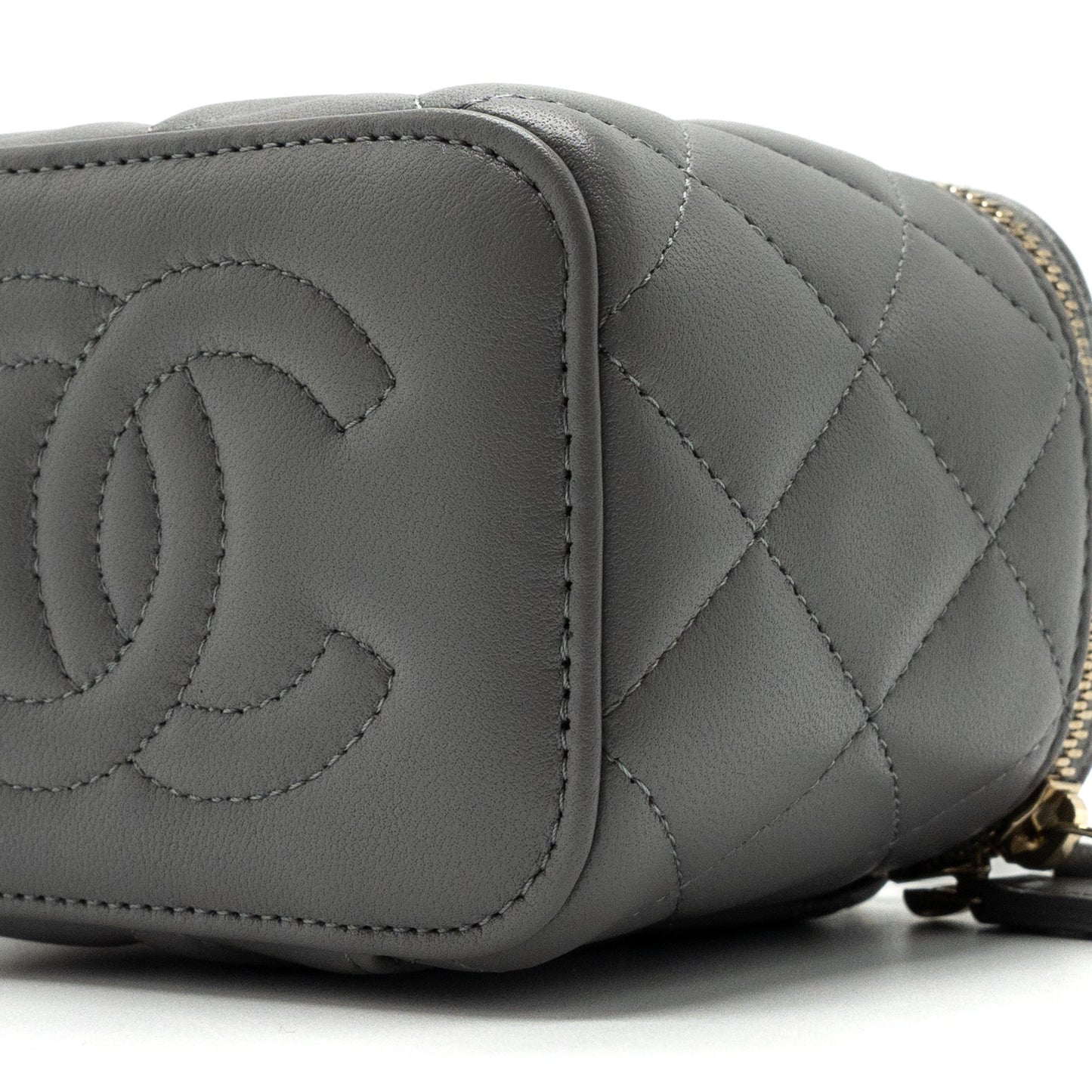 Chanel Top Handle Mini Vanity Case Lambskin Grey (Microchip)