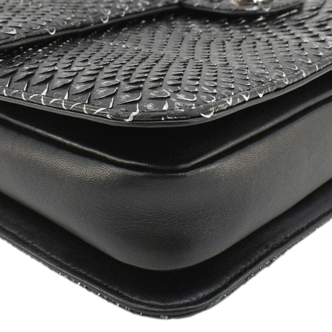 CHANEL Perfect Edge Large Flap Snakeskin Shoulder Bag Black