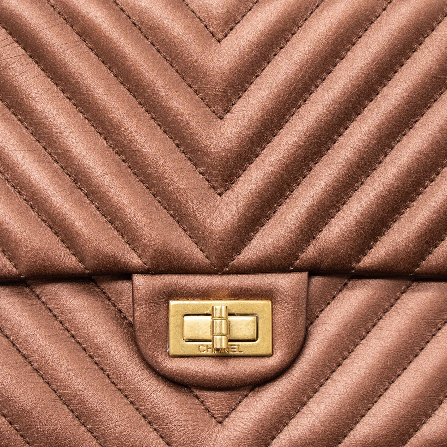 Chanel 2.55 226 Reissue Flap Bag Chevron Aged Calfskin Bronze Brushed
