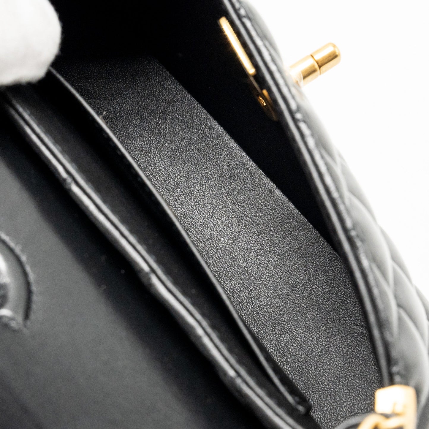 Chanel 25p Top Handle Flap Bag Shiny Lambskin Black (microchip)