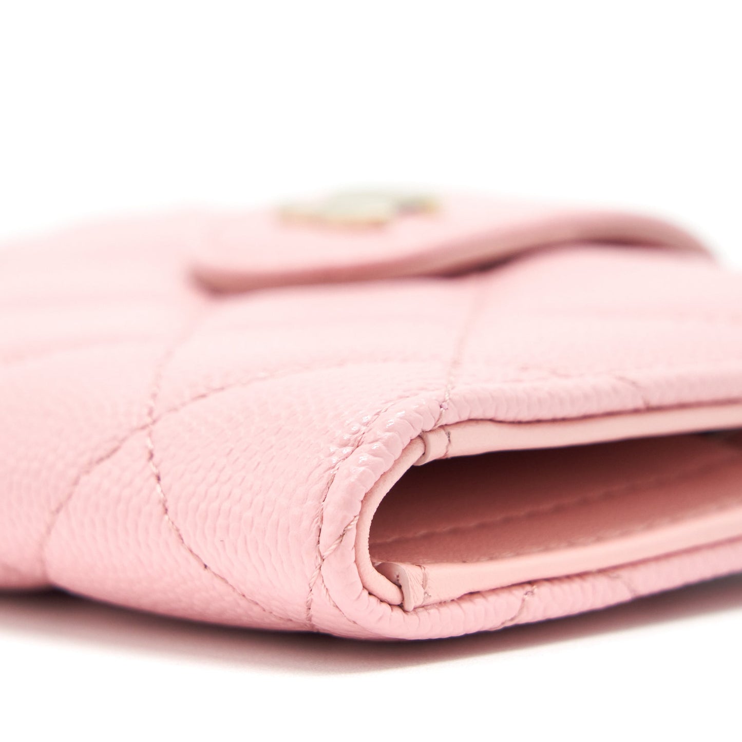 Chanel Double Zip Card Holder Caviar Pink L