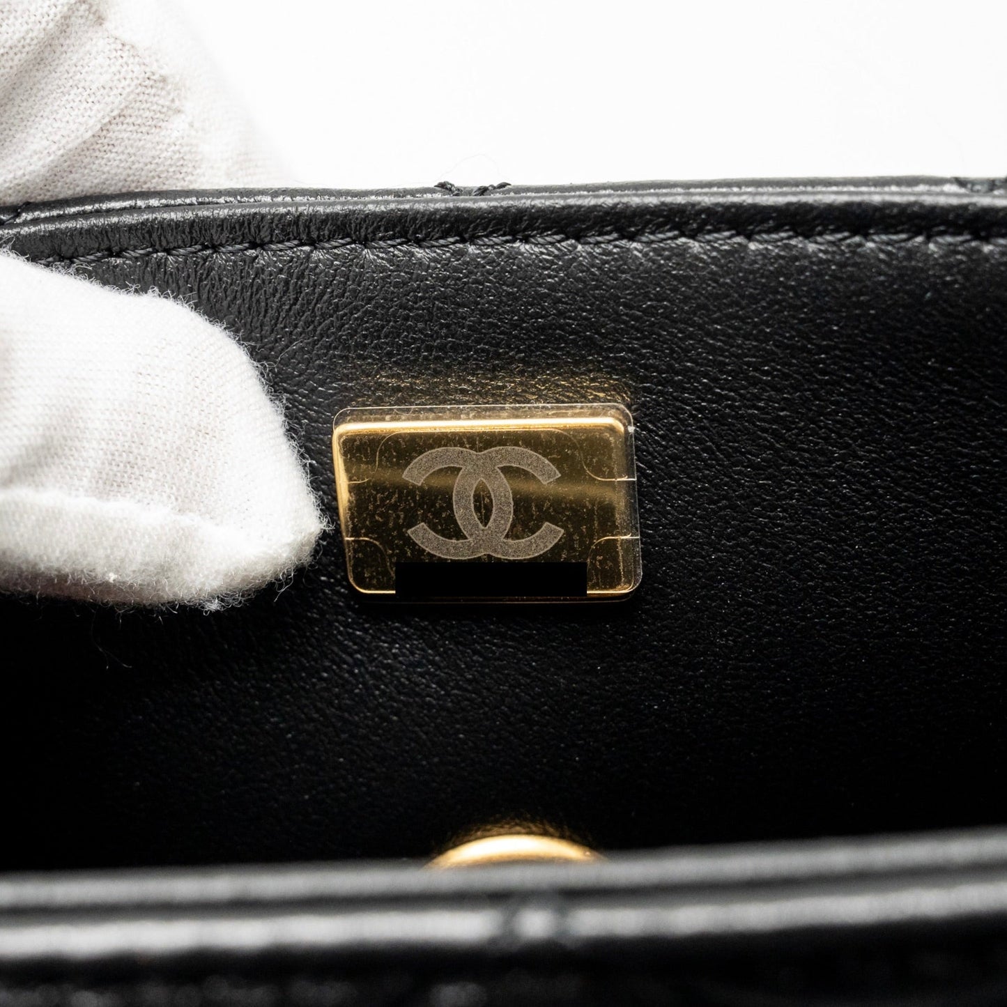 Chanel 25p Top Handle Flap Bag Shiny Lambskin Black (microchip)