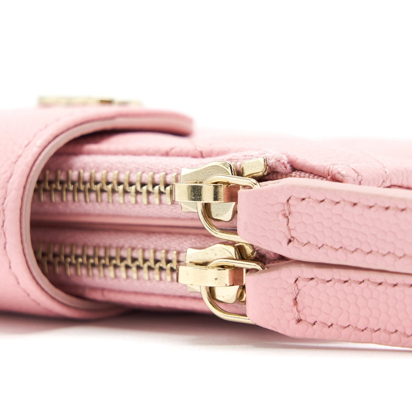 Chanel Double Zip Card Holder Caviar Pink L