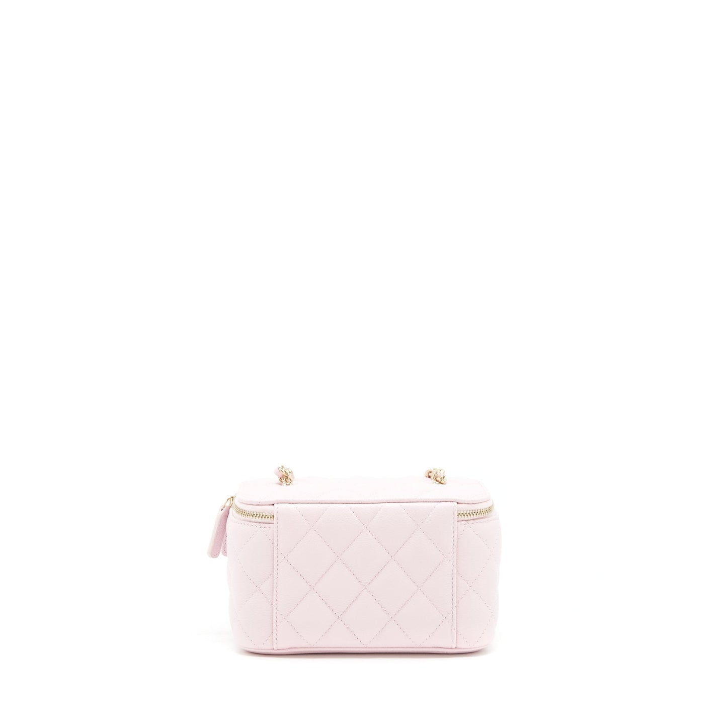 Chanel 22P Long Vanity Case With Logo Chain Caviar Light Pink L