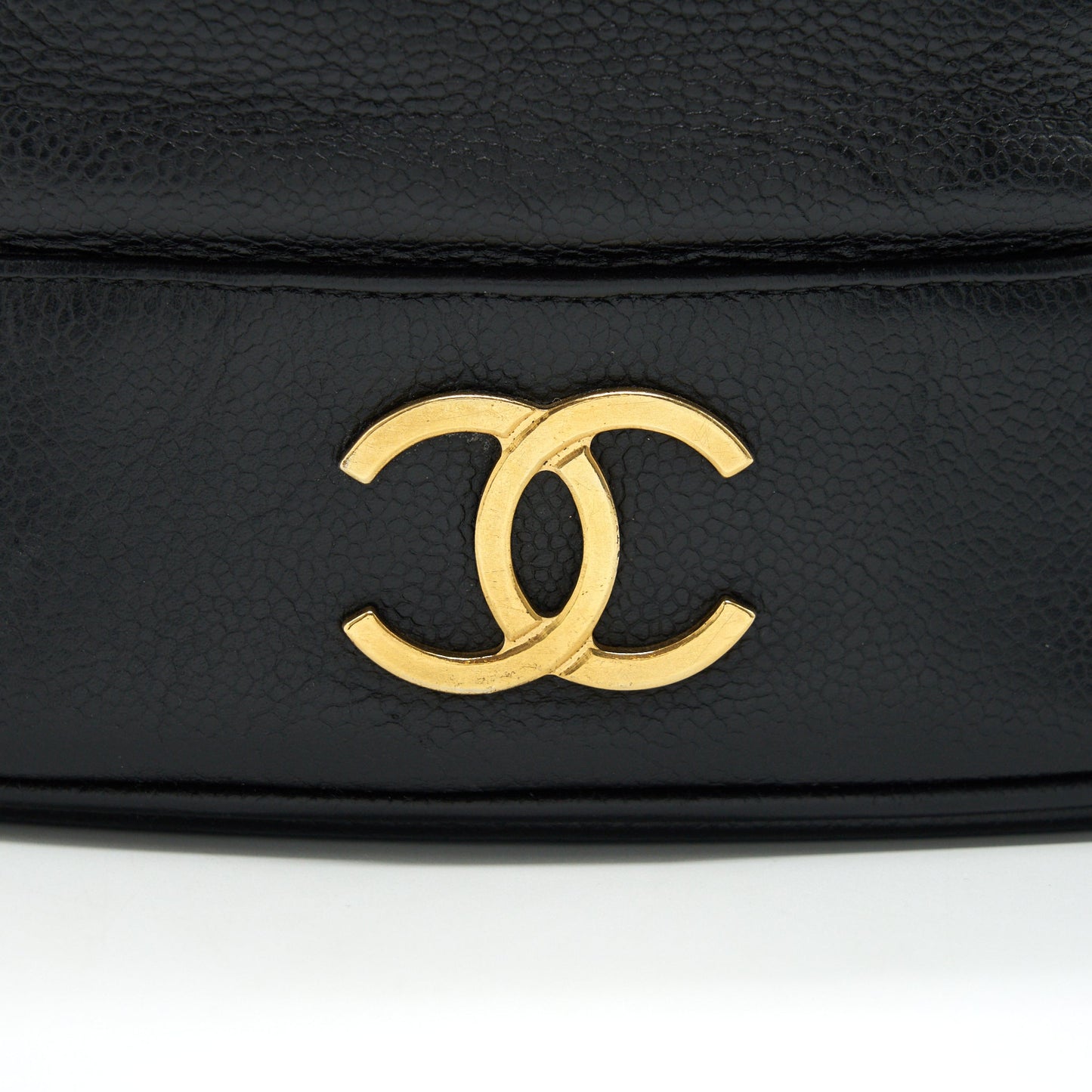 CHANEL  CC Logo Pearl Crush Caviar Bucket Bag Black