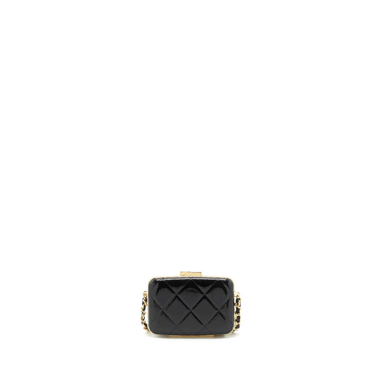 Chanel 21A Mini Clip Box With Chain Patent Black L