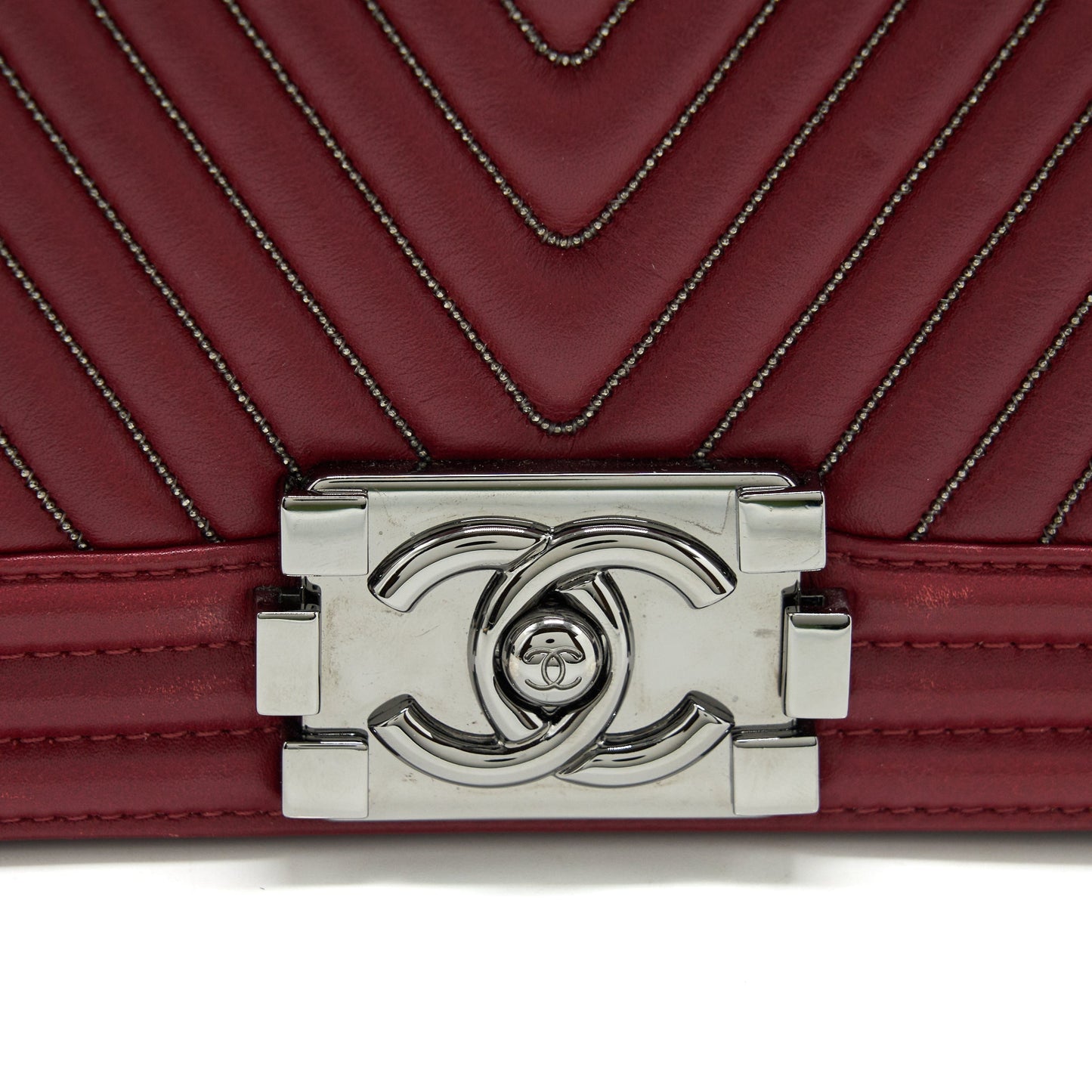 Chanel Medium Chevron Boy Chanel Bag Limited Edition dark red