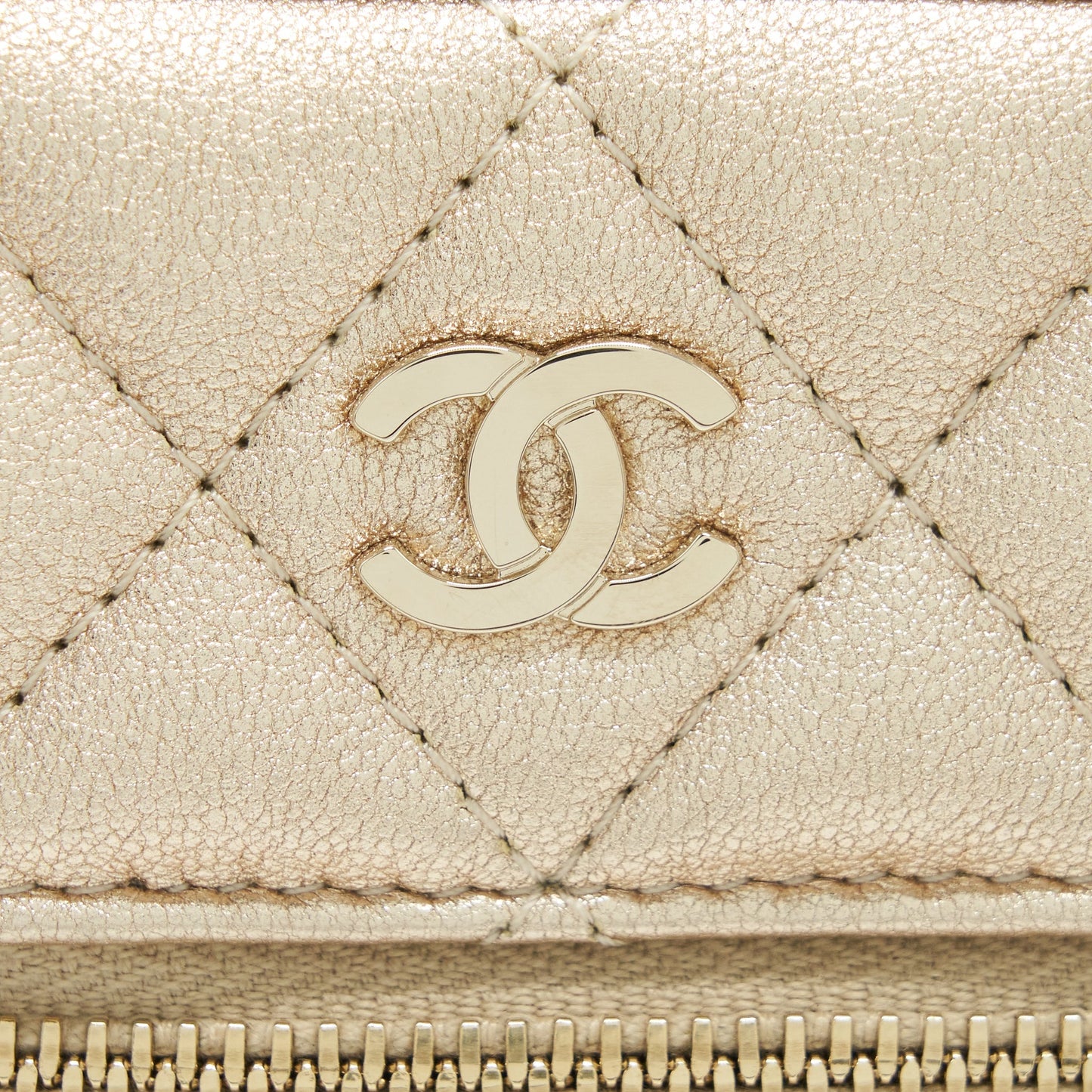 Chanel Classic Vanity Phone Holder With Chain Lambskin Gold