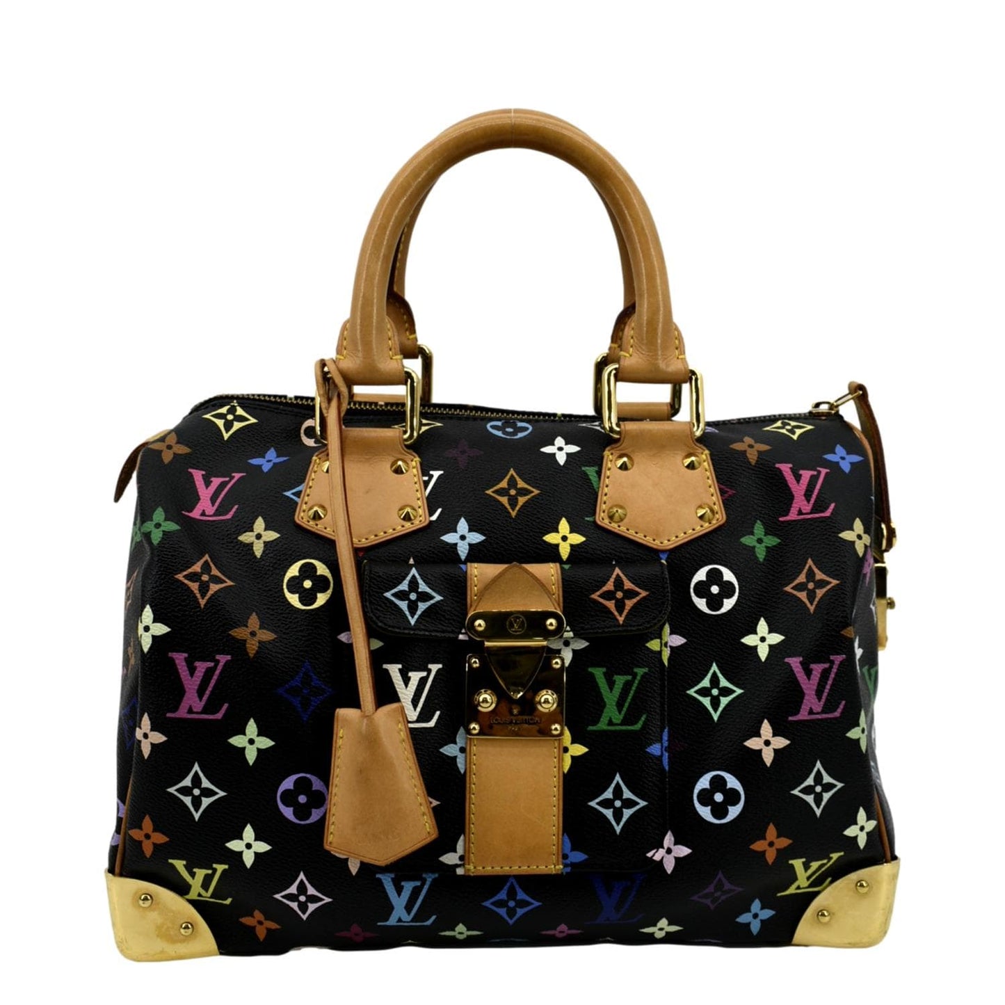 LOUIS VUITTON  30 Multicolor Monogram Canvas Satchel Bag Black