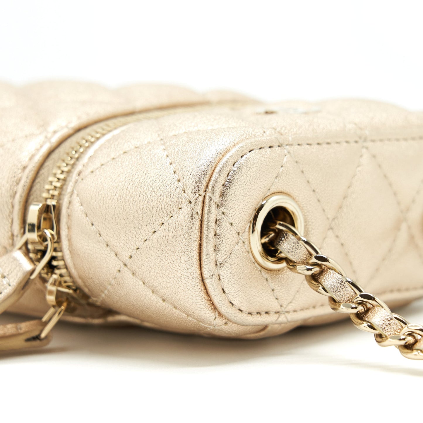 Chanel Classic Vanity Phone Holder With Chain Lambskin Gold