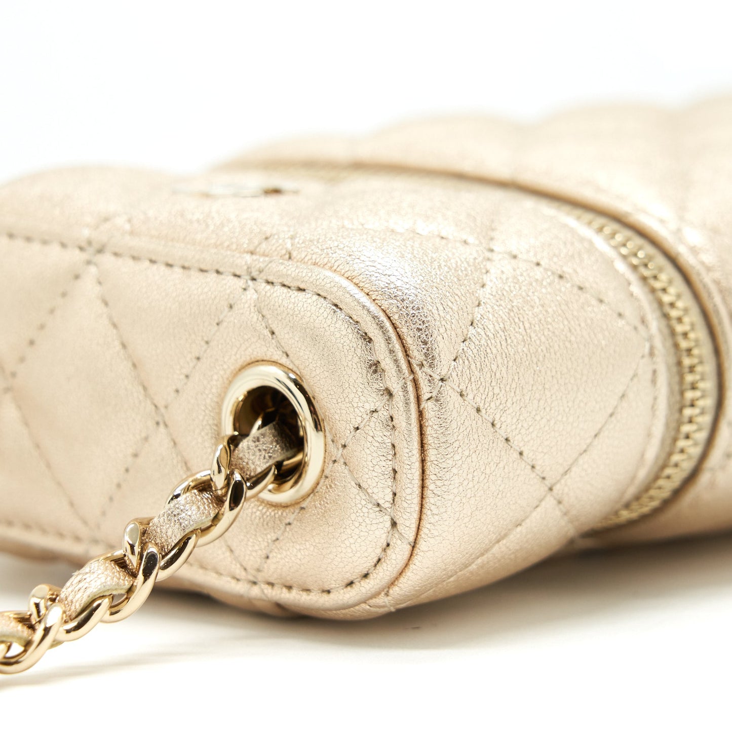 Chanel Classic Vanity Phone Holder With Chain Lambskin Gold