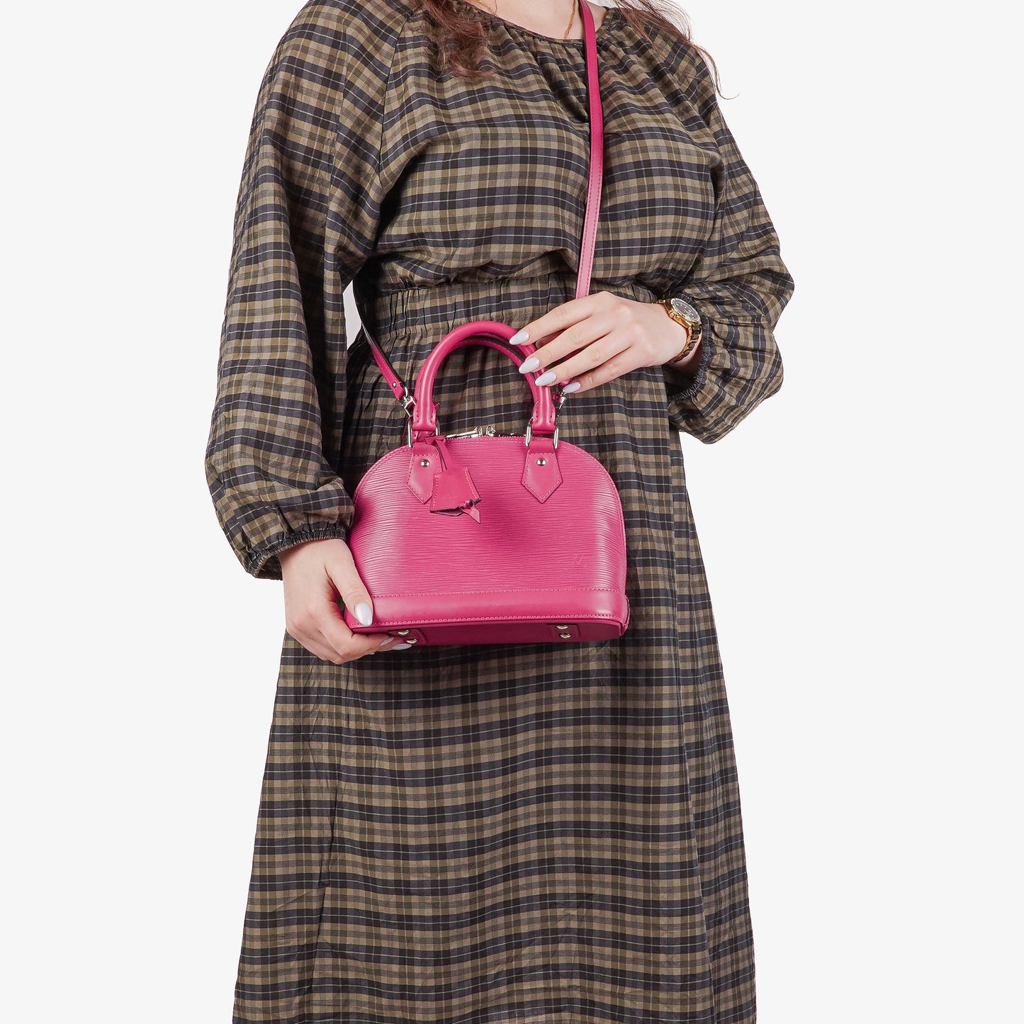Authentic Louis Vuitton Alma BB Pivoine EPI Leather Handbag