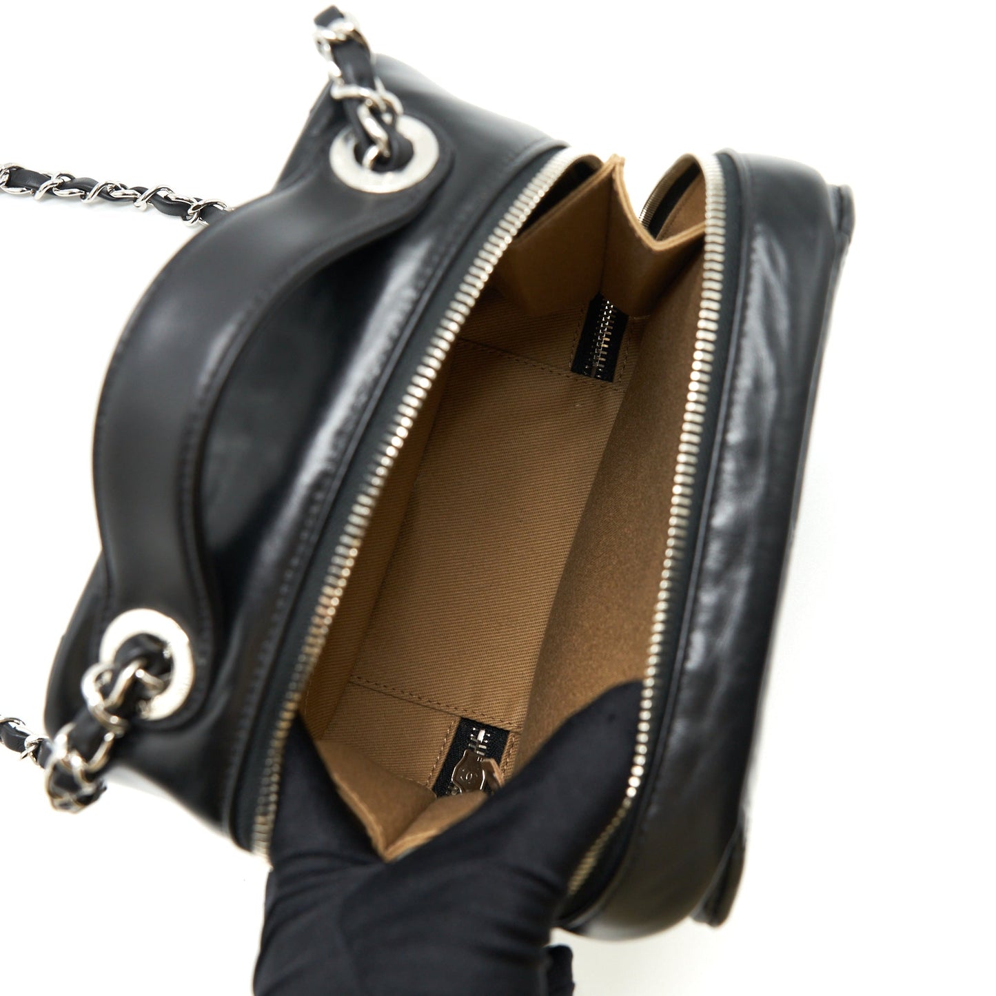 Chanel Quilted Vertical Top Handle Bag Calfskin Black