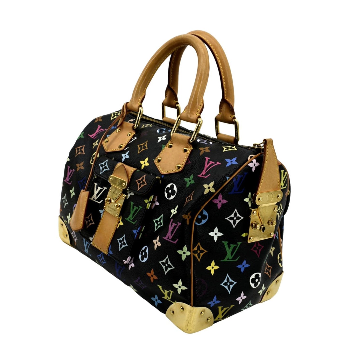 LOUIS VUITTON  30 Multicolor Monogram Canvas Satchel Bag Black