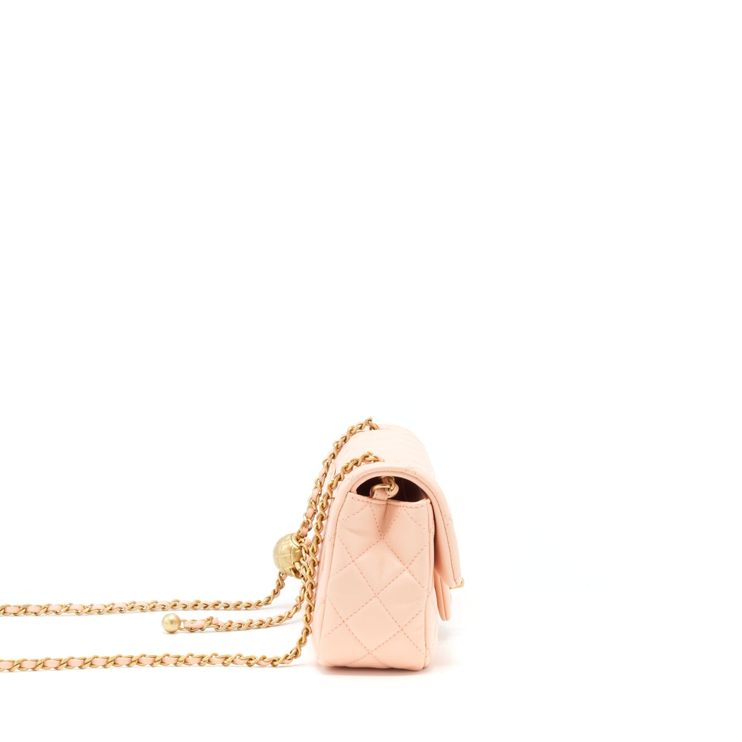 Chanel 22C Pearl Crush Mini Rectangular Flap Bag Lambskin Light Orange / Peach