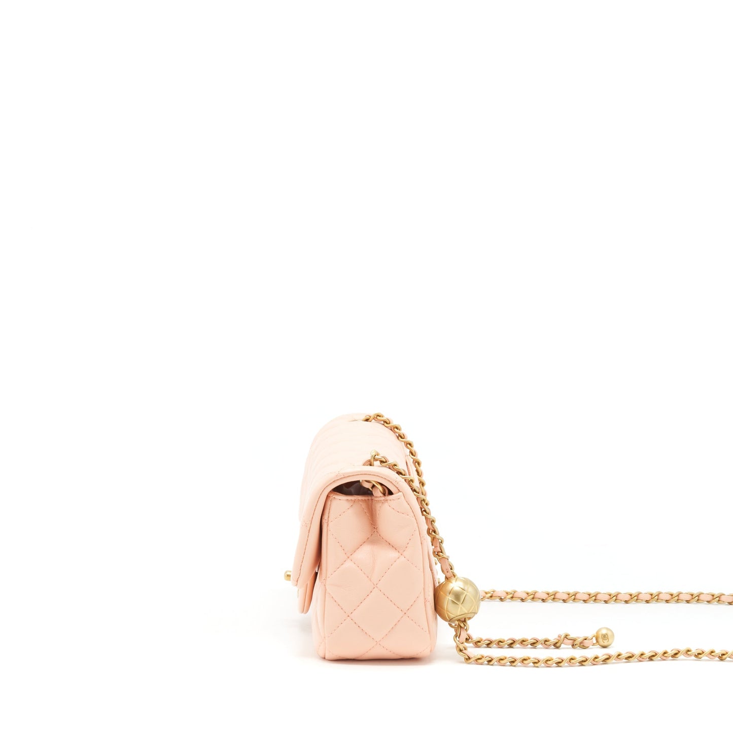 Chanel 22C Pearl Crush Mini Rectangular Flap Bag Lambskin Light Orange / Peach