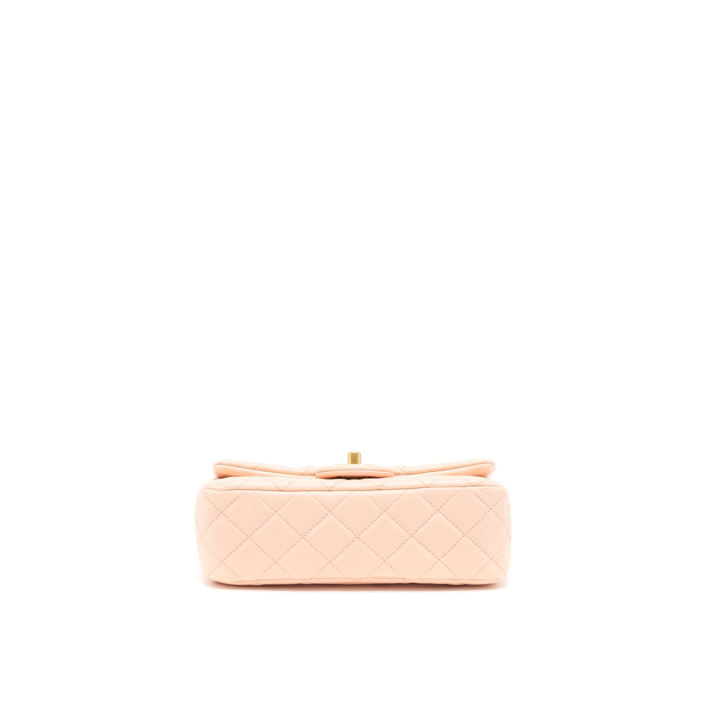 Chanel 22C Pearl Crush Mini Rectangular Flap Bag Lambskin Light Orange / Peach