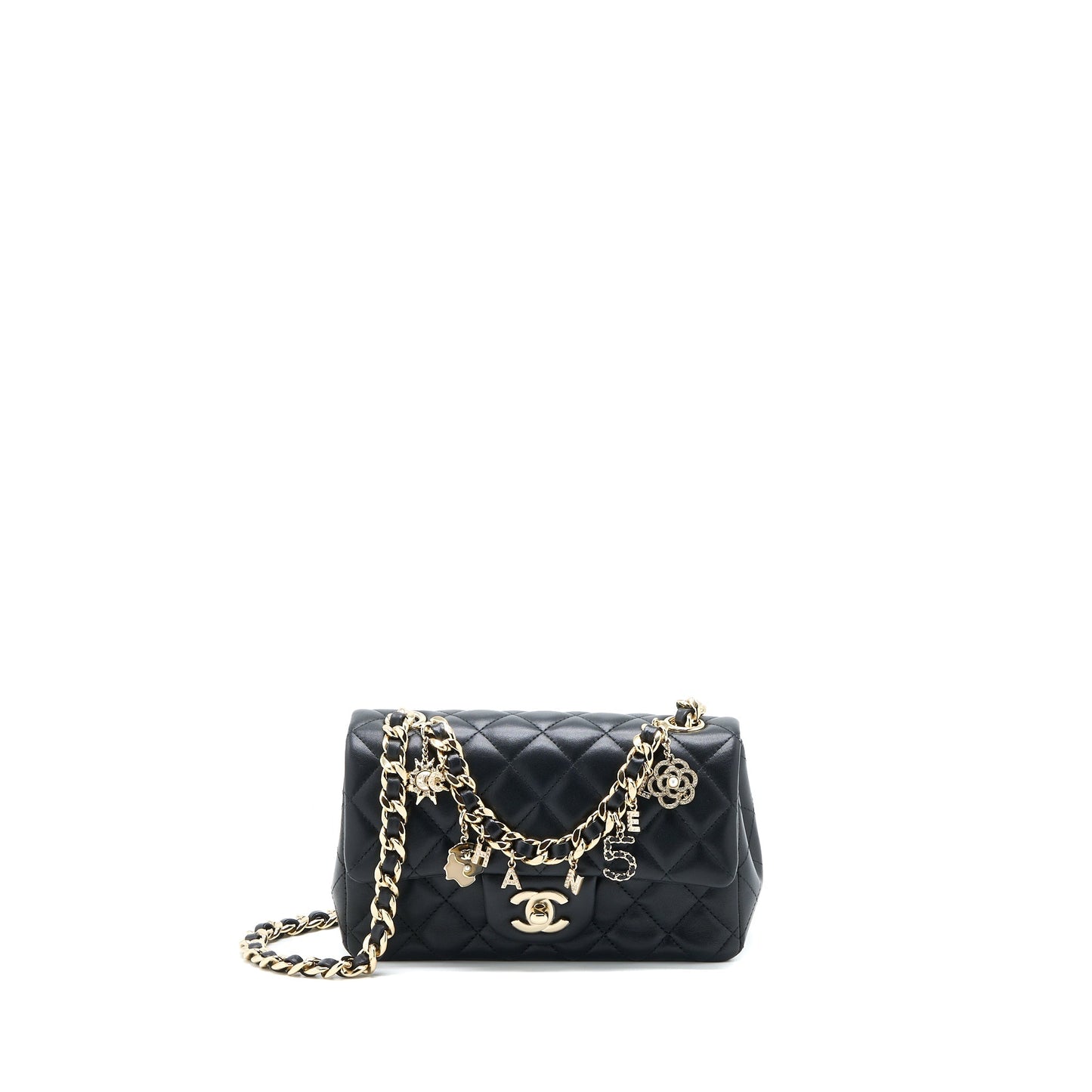Chanel Mini Rectangular with Coco Bag Charm Limited Edition Lambskin Black L