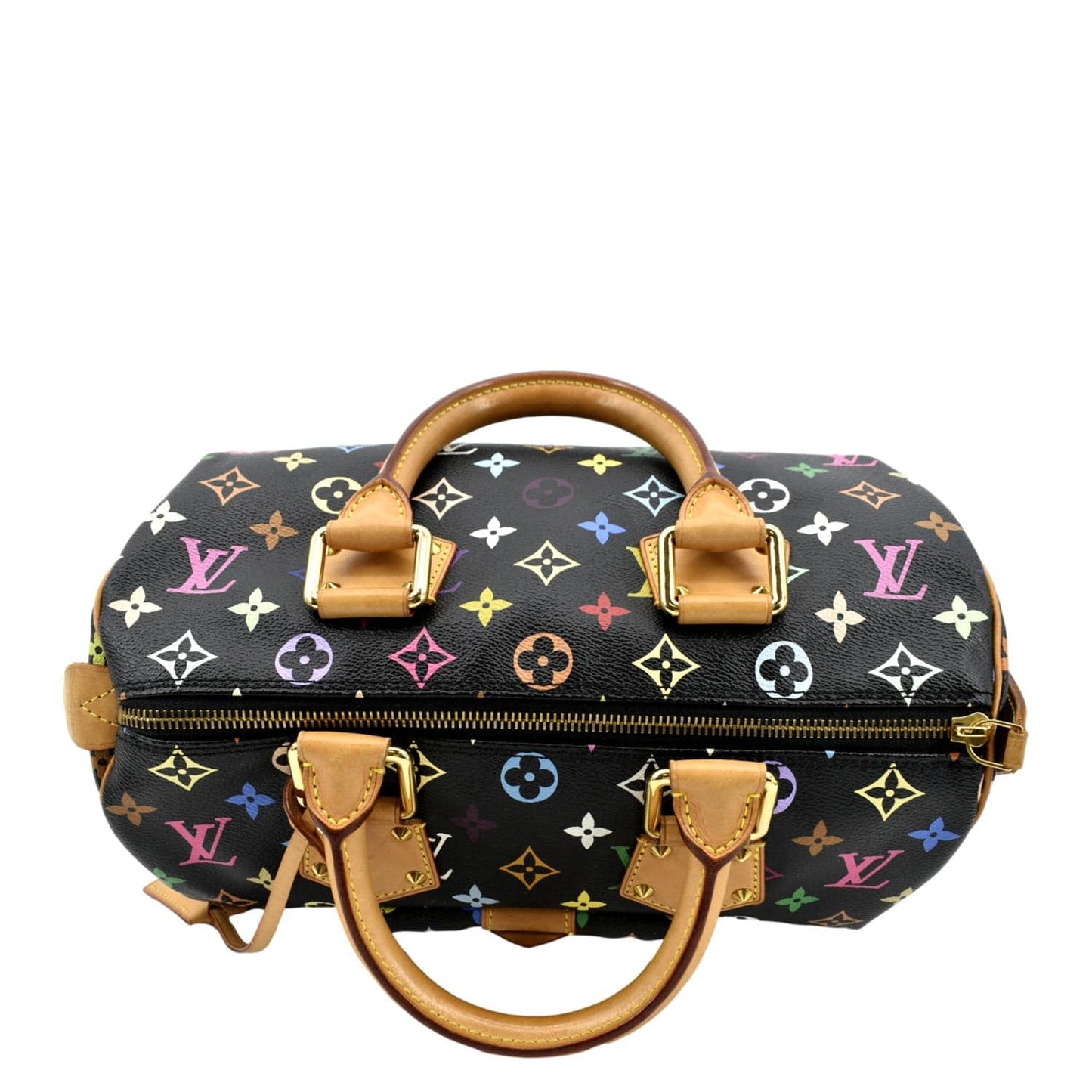 LOUIS VUITTON  30 Multicolor Monogram Canvas Satchel Bag Black
