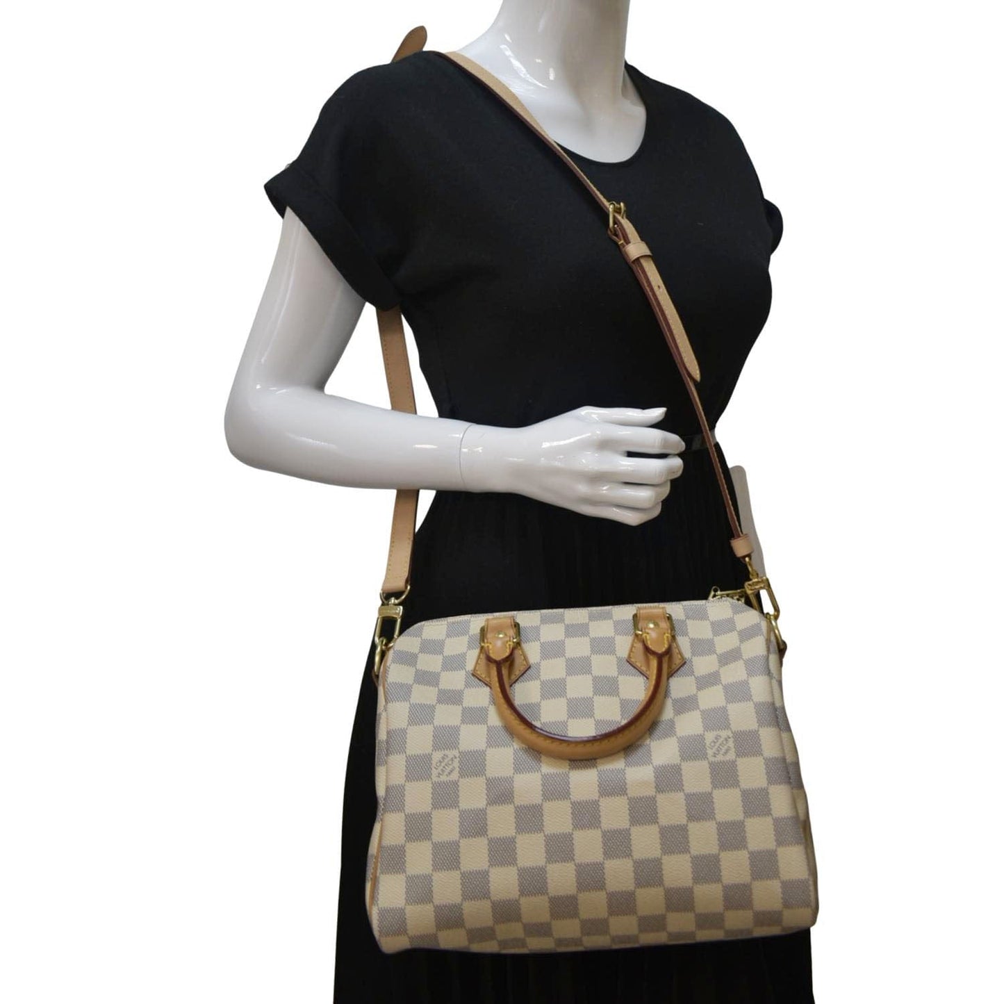 LOUIS VUITTON  25 Bandouliere Damier Azur Satchel Bag White