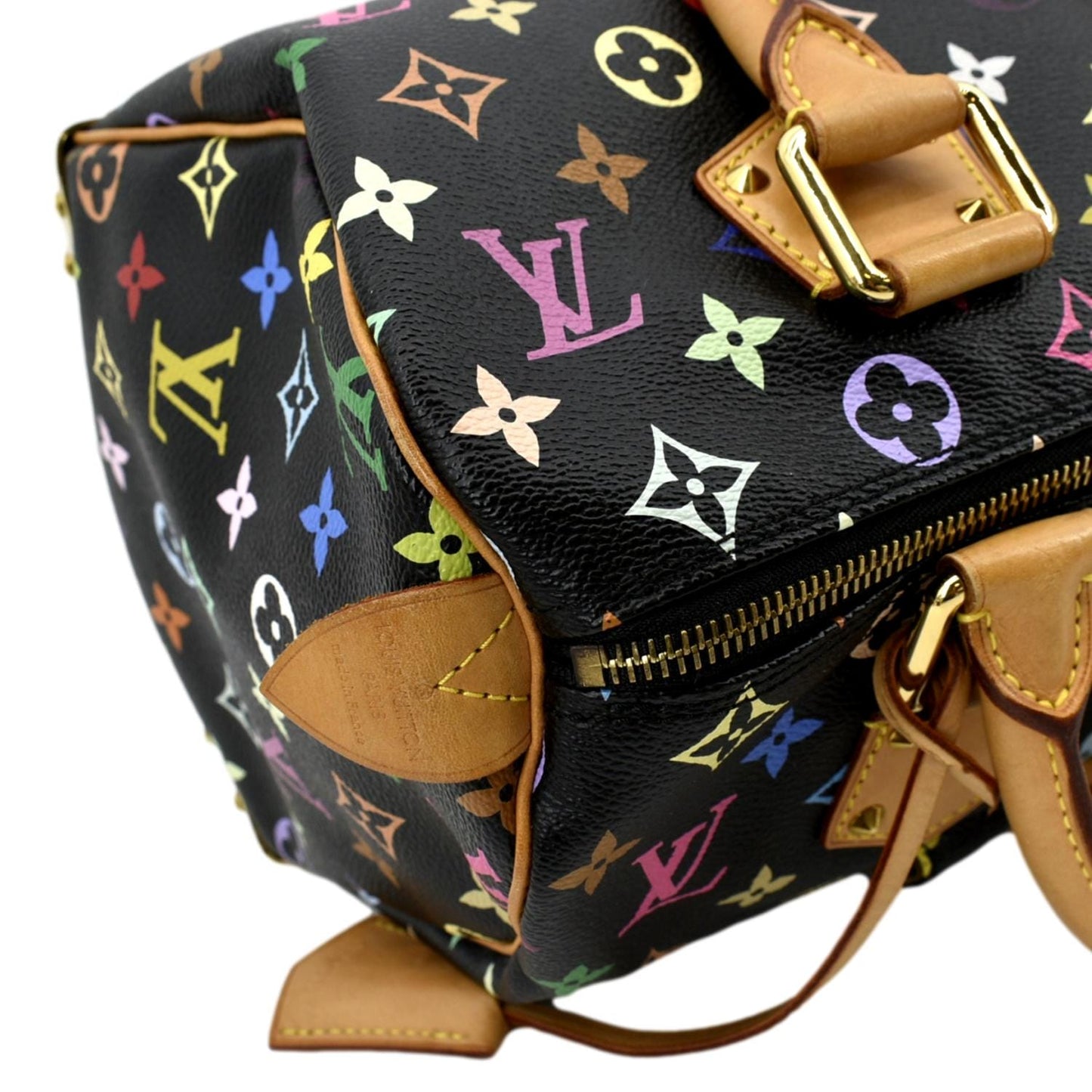 LOUIS VUITTON  30 Multicolor Monogram Canvas Satchel Bag Black