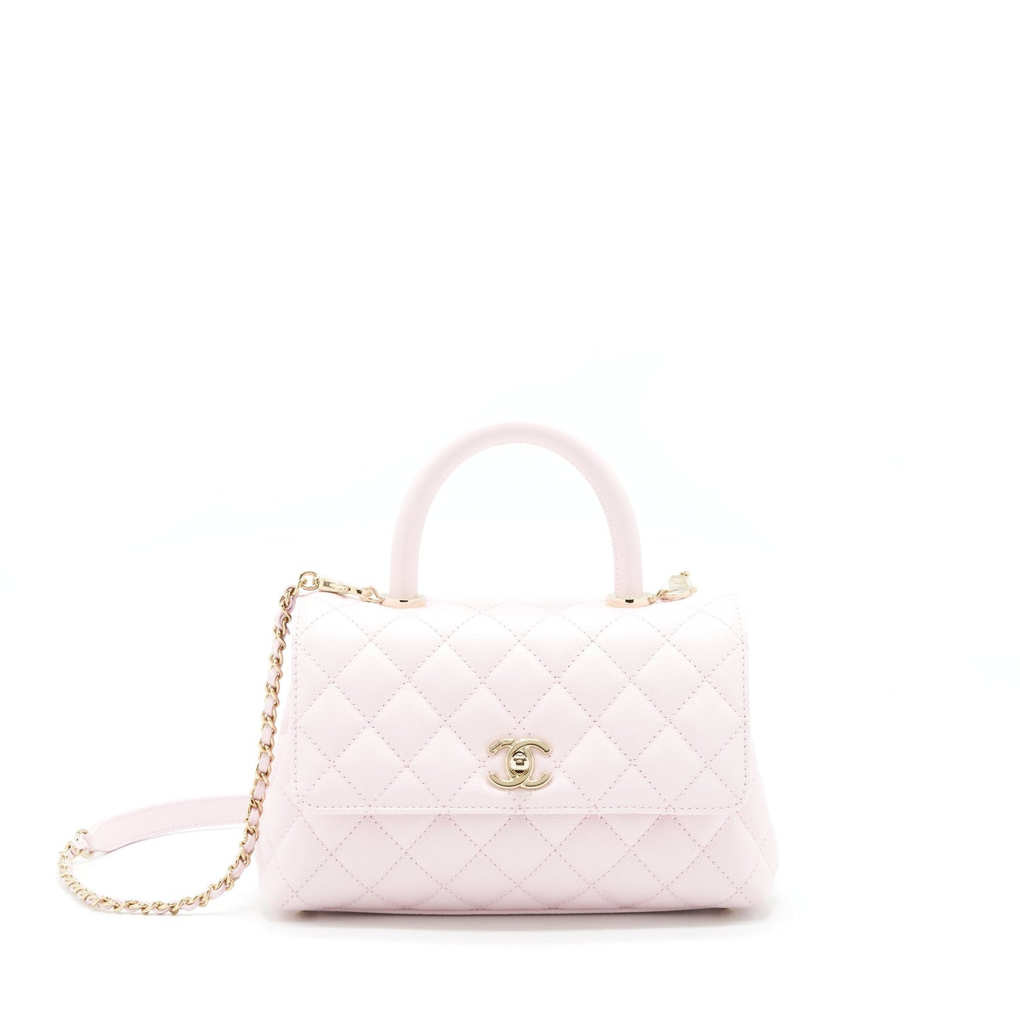 Chanel 22P Small Coco Handle Caviar Light Pink L