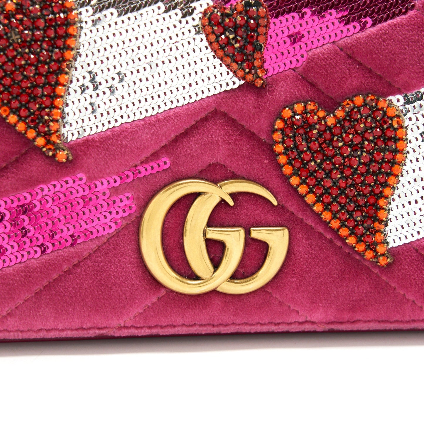 Gucci Velvet Wallet with chain pink  limited edition