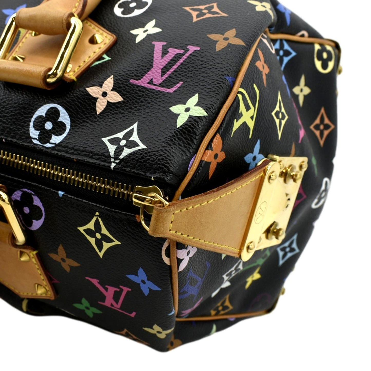LOUIS VUITTON  30 Multicolor Monogram Canvas Satchel Bag Black