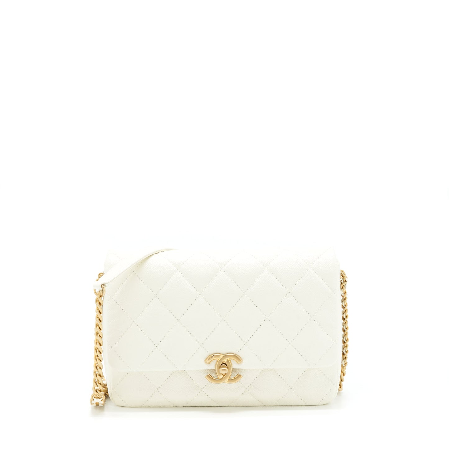 Chanel 22S Melody Medium Flap Bag Caviar White  (Microchip)