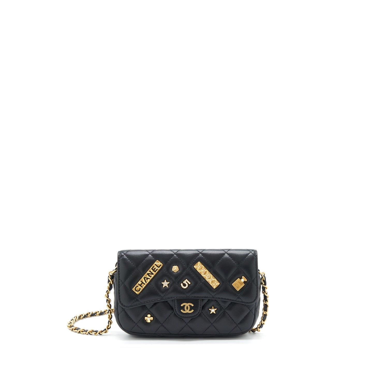 Chanel Limited Charm Double Layer Mini Chain Bag Lambskin Black