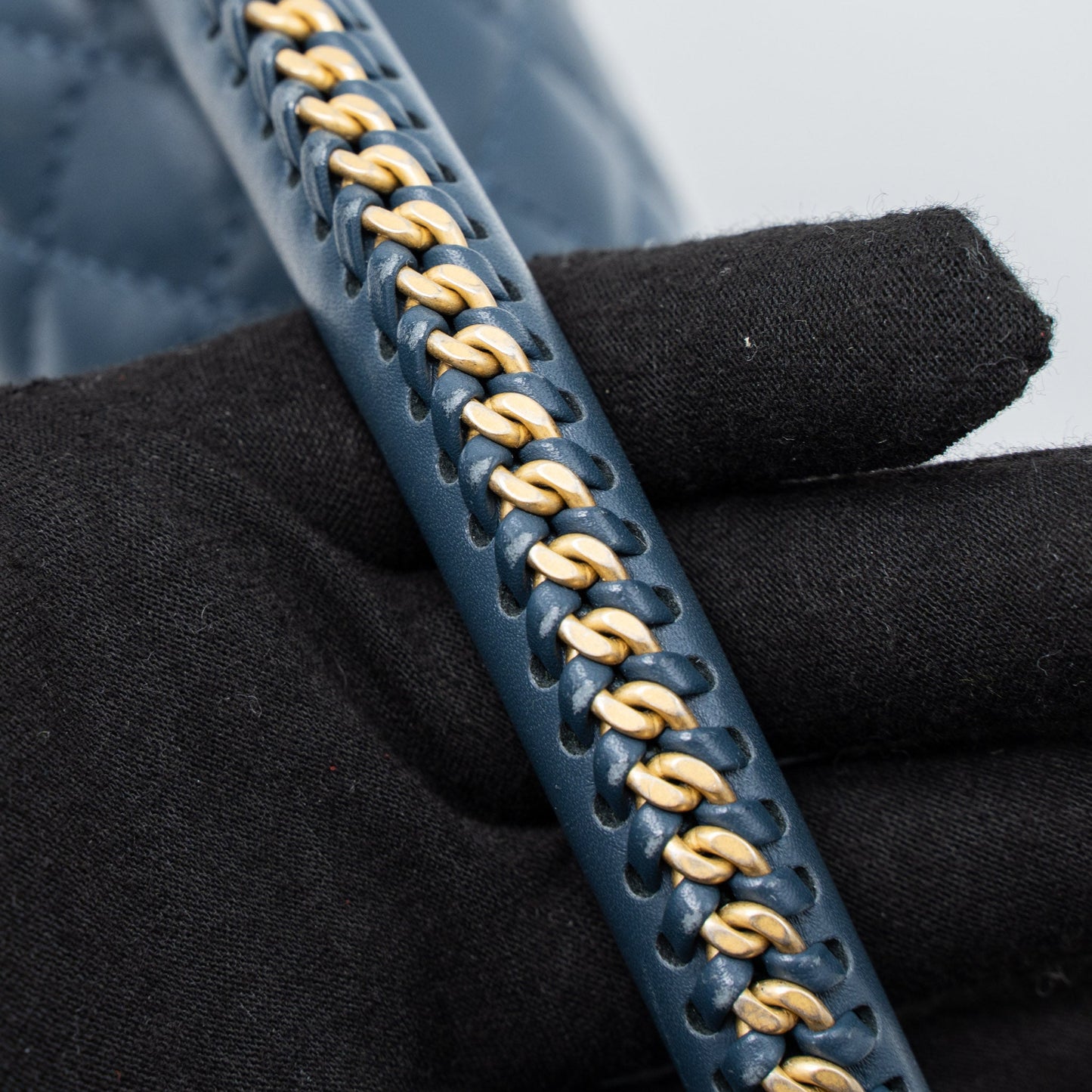 Chanel Top Handle Boy Bag Lambskin Dark Blue Brushed