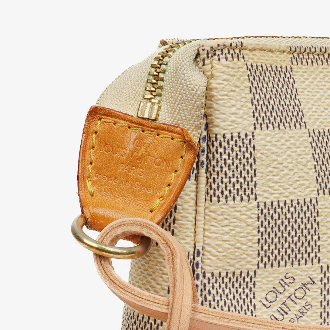 Louis Vuitton Pochette Accessoires Damier Azur Clutch Handbag