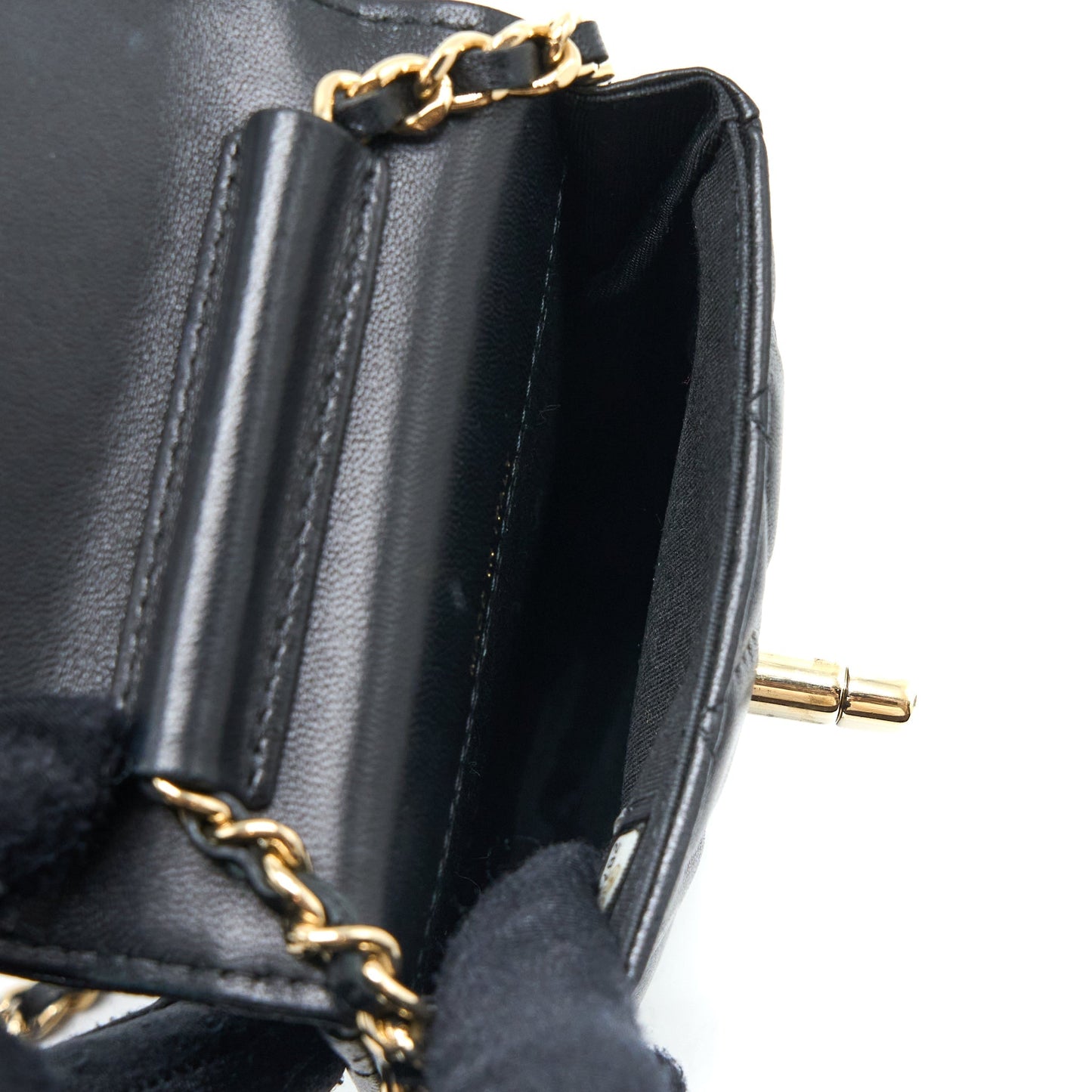 Chanel Flap Phone Pouch with Chain Black Lambskin