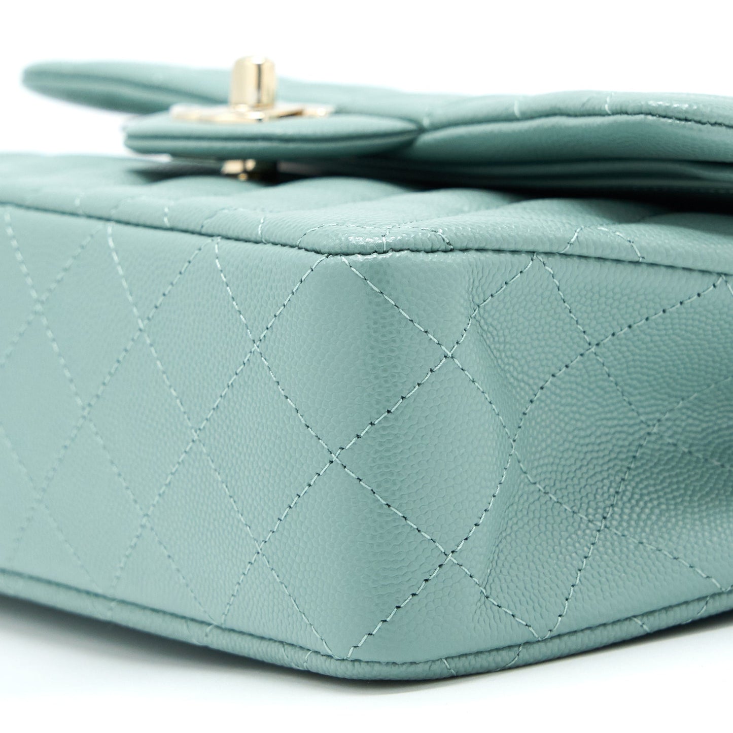 Chanel 22C Small Classic Double Flap Bag Caviar NG124 Greyish Green L (Microchip)