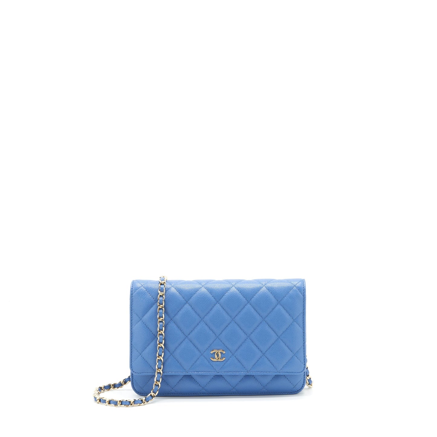 Chanel Classic Wallet On Chain Caviar Light Blue L