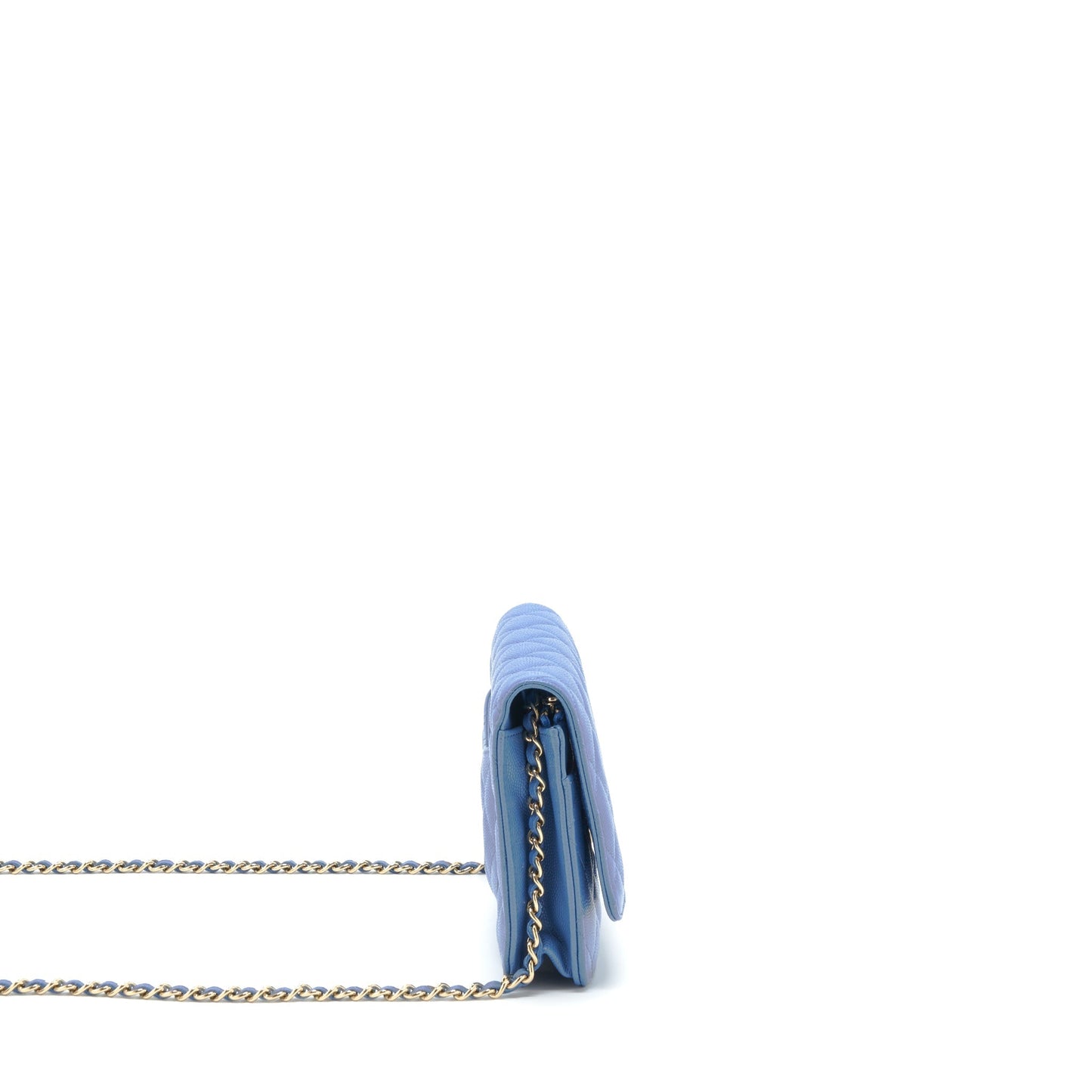 Chanel Classic Wallet On Chain Caviar Light Blue L