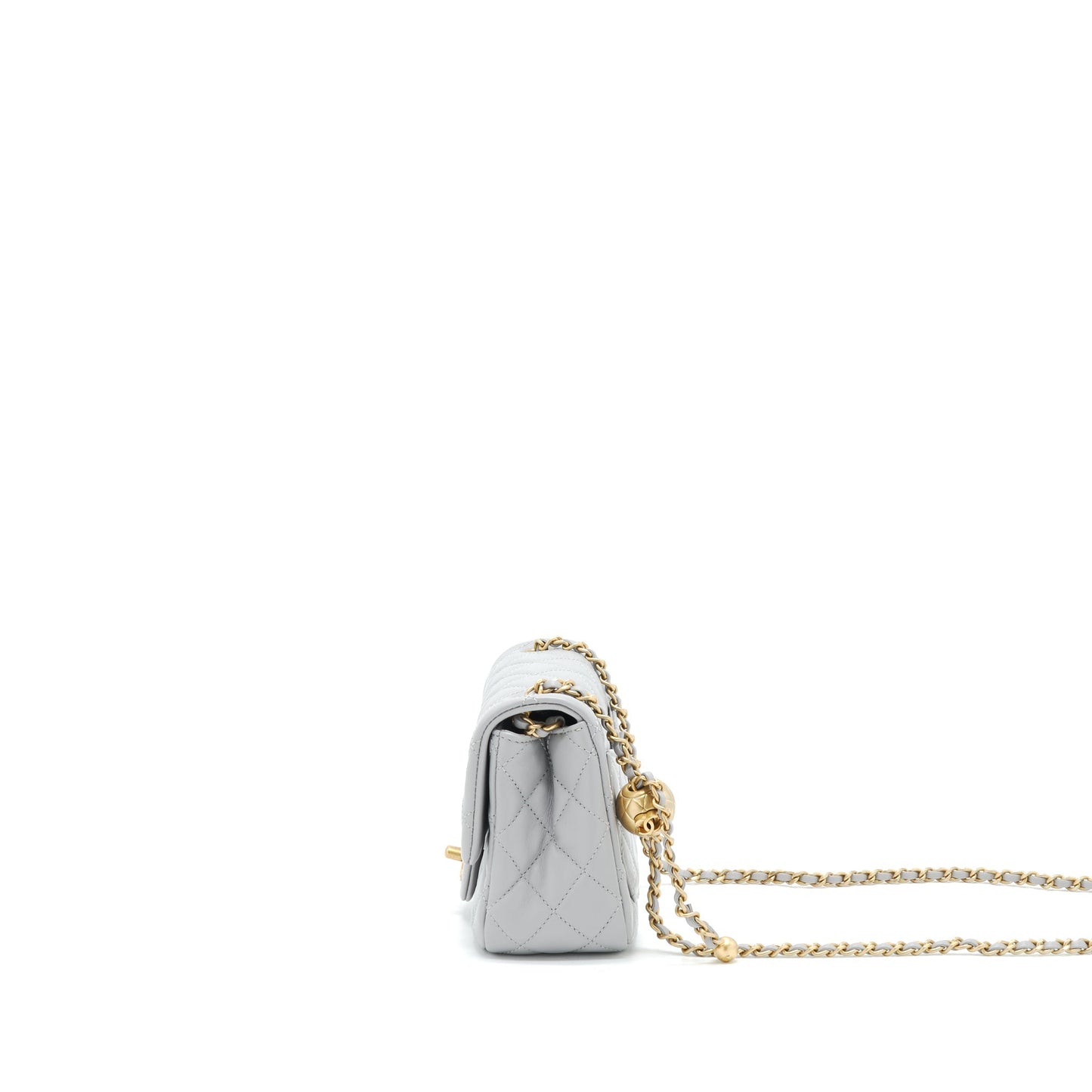 Chanel 21B Pearl Crush mini square Flap Bag grey